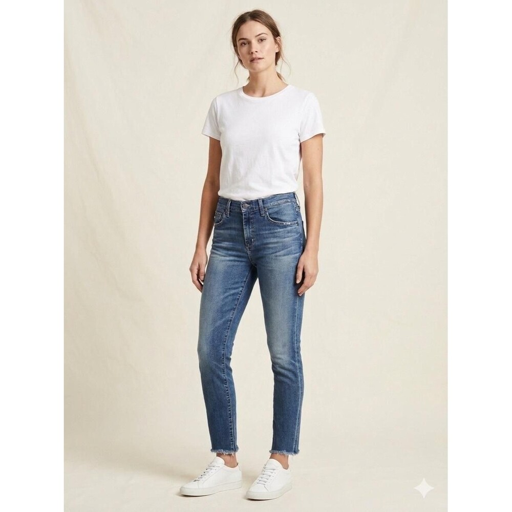AG Adriano Goldschmied Jeans Womens 27R Blue High Rise Boyfriend Slim Frayed Hem